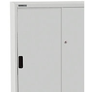 Schrank, Schiebetüren, B 950 x T 400 x H 1150 mm, lichtgrau RAL 7035