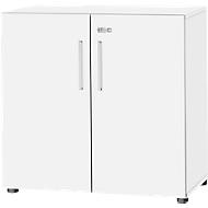 Schrank SET UP, 2 OH, abschließbar, B 800 x T 420 x H 744 mm, weiß/weiß