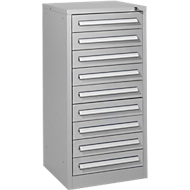 Schubladenschrank SF 90, 9 Schübe, alusilber