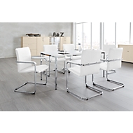 Set de 6 chaises RUMBA, similicuir blanc et 1 table 1600 x 800 mm, blanc