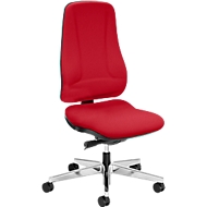Siège de bureau LEANOS V ERGO Prosedia, mécanisme synchrone, sans accoudoirs, dossier ergonomique, rouge/aluminium poli