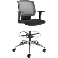 Siège de bureau MESH, avec accoudoirs, dossier en filet respirant, assise galbée, avec anneau repose-pieds