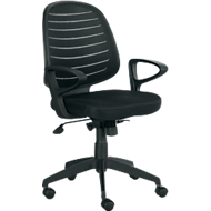 Siège de bureau PABLO, mécanisme à bascule, avec accoudoirs et dossier en filet tendu, assise capitonnée confortable