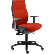 Siège de bureau SHAPE XTL Dauphin, mécanisme synchrone, avec accoudoirs, durée d'assise de 8 heures et +, avec roues universelles, rouge