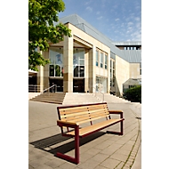 Sitzbank Cochem, 4 Plätze, aus Stahl, verzinkt, Lattung Robinie holzschutzgetränkt, weinrot