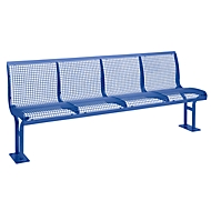 Sitzbank Essen, mit Rückenlehne, 4 Sitzplätze, mit Flansch, pulverbeschichtet, violettblau