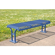 Sitzbank Essen, ohne Rückenlehne, Hockerbank, 3 Sitzplätze, zum Einbetonieren, violettblau