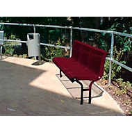 Sitzbank Essen, Rückenlehne, 3 Sitzplätze, zum Einbetonieren, pulverbeschichtet, weinrot