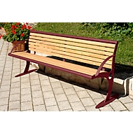 Sitzbank Mainz, Stahl mit Holzlattung, 4 Plätze, weinrot