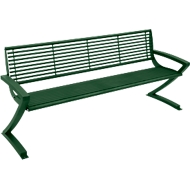 Sitzbank Zürich, 4 Sitzplätze, Stahl, 4 Plätze, in RAL Farben pulverbeschichtet, moosgrün