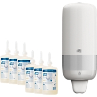 Sparset Seifenspender TORK® für Flüssigseife u. Desinfektionsgel, abschließbar, inkl. 6 l TORK® Premium Flüssigseife