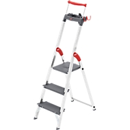Stufen-Stehleiter Hailo L100, EN 131, mit Multifunktionsschale & Haltebügel, bis 150 kg, 3 Stufen