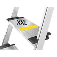 Stufenstehleiter Hailo L80, EN 131, mit Multifunktionsschale & XXL-Stufen, bis 150 kg, 3 Stufen
