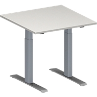 Table de réunion MODENA FLEX, hauteur ajustable, en forme de carré, pieds en T avec tubes rectangulaires, l. 800 x P 800 mm, gris clair