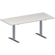Table de réunion MODENA FLEX, hauteur ajustable, en forme de rectangle, pieds en T avec tubes rectangulaires, l. 1800 x P 800 mm, gris clair