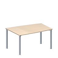 Table de réunion MODENA FLEX, hauteur ajustable, en forme de tonneau, 4 pieds avec tubes ronds, l. 1400 x P 1000 mm, coloris érable