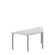 Table de réunion MODENA FLEX, hauteur ajustable, en forme de trapèze, 4 pieds en tubes ronds, l. 1600 x P 800 mm, gris clair