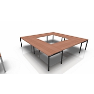 Table de réunion modulaire IDEA, carré à 16 places, l. 3200 x P 3200 mm, noix Canaletto/anthracite