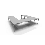 Table de réunion modulaire IDEA, en forme de U à 12 places, l. 3200 x P 3200 mm, gris clair/aluminium