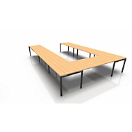 Table de réunion modulaire IDEA, en forme de U à 16 places, l. 3200 x P 4800 mm, hêtre/anthracite
