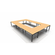 Table de réunion modulaire IDEA, rectangle à 20 places, l. 3200 x P 4800 mm, hêtre/anthracite