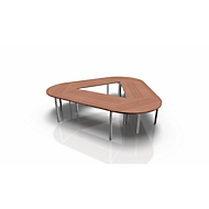 Table de réunion modulaire IDEA, triangle à 9 places, l. 3200 x P 2980 mm, noix Canaletto/aluminium
