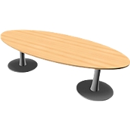 Table de réunion PHENOR, ovale, H 740 x l. 2400 x P 1100 mm, coloris hêtre