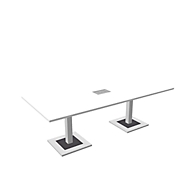 Table de réunion Quandos avec Netbox, l. 2200 x P 1000 mm, blanc