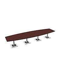 Table de réunion Quandos forme bateau, 4 segments, l. 4500 x P 1200 mm, érable du Brésil