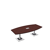 Table de réunion Quandos forme bateau, avec Netbox, l. 2400 x P 1200 mm, érable du Brésil