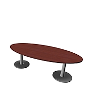 Table de réunion X-TIME-WORK, ovale, 2400 x 1100 x 740 mm, coloris wengé/alu