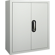 TOP FIX-Regalschrank, 780 mm hoch, 4 Böden, 22 Kästen, mit Türen, lichtgrau