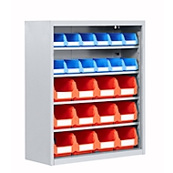 TOP FIX-Regalschrank, 780 mm hoch, 4 Böden, 24 Kästen, ohne Türen, lichtgrau