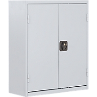 TOP FIX-Regalschrank, 780 mm hoch, 6 Böden, 42 Kästen, mit Türen, lichtgrau