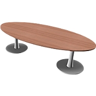 Vergadertafel PHENOR, ovaal, H 740 x B 2400 x D 1100 mm, notenhout-Canaletto-patroon