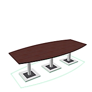 Vergadertafel Quandos bootvorm, 3-delig, B 3500 x D 1200 mm, esdoorn Brazil