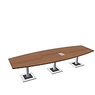 Vergadertafel Quandos bootvorm, 3-delig, incl. netbox, B 3500 x D 1200 mm, kersen-Romana