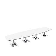 Vergadertafel Quandos bootvorm, 4-delig, B 4500 x D 1200 mm, wit
