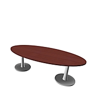 Vergadertafel X-TIME-WORK, ovaal, 2400 x 1100 x 740 mm, wengépatroon/wit