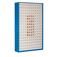 Vorratsschrank, Volumen 635 l, 204 herausnehmbare Lagerboxen mit Griffmulde, B 1270 x T 250 x H 2000 mm, g.blau/transparent