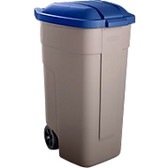 Wertstoffsammler, Räder, beige, Deckel blau