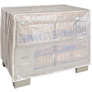 Wetterfeste Abdeckhaube für Gitterbox, 2 Reißverschlüsse, transparent