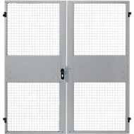 Zweiflügeltüren, für Gittertrennwandsystem, B 2000 x H 2070 mm, hellsilber