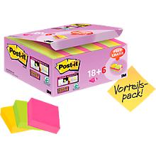 Post-It® Super Sticky Notes, 48 x 48 mm, 18 blokken + 4 blokken gratis