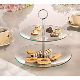  2-stufige Glas-Etagere, Ø 25/21 cm, H 27 cm, transparent, im Geschenkkarton, spülmaschinengeeignet