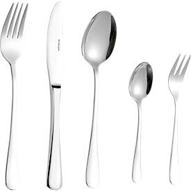  30-tlg Besteckset für 6 Pers.: Menümesser 2,0 mm Klingenstahl, Löffel/Gabel 2,2 mm, Kaffee-/Kuchengabeln