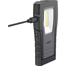  ANSMANN WL400R Slim LED Arbeitsleuchte, 400 Lumen, IP65, Stoßfest, Li-Po Akku, Magnetfuß, Gürtelclip, schwarz