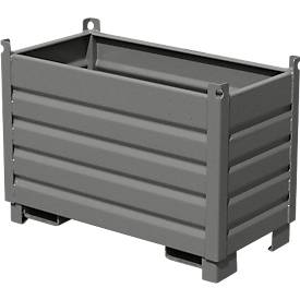  Bauer Sammelbehälter-System SBS 500, L 600 x B 1200 x H 850 mm, bis zu 3-fach stapelbar, lackiert, mit Transportwagen, mausgrau RAL 7005