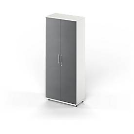  Draaideurkast TETRIS WOOD – B 800 x D 421 x H 1910 mm (hoogte inclusief glijders) – 5 OH - wit en grafiet – ons merk Schäfer Shop Genius
