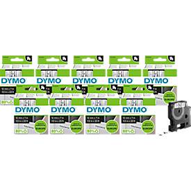  DYMO® Schriftband-Sparset 45013, Typ D1, 7 m x 12 mm, UV-beständig, reißfest, schwarz/weiß, 10 Stück
